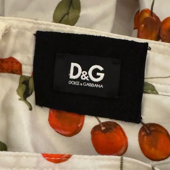 Dolce&Gabbana Cherry Floral Print Midi Skirt